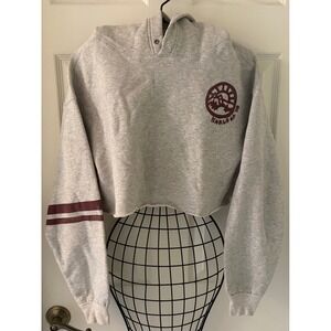 Free People Crop Hoodie Karla Bonoff Graphic Sweatshirt XS FP Movement Raw Hem